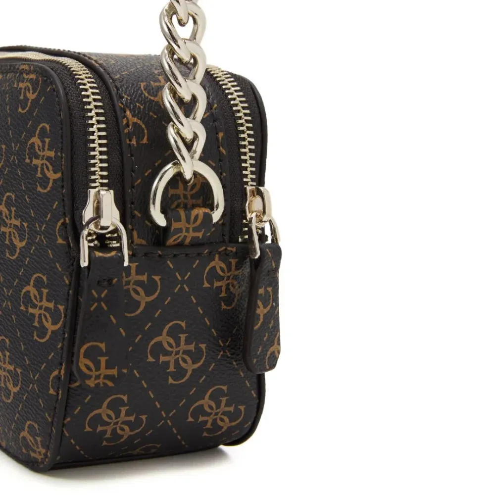 GUESS Noelle Crossbody Camera Monogram Bag - BRN