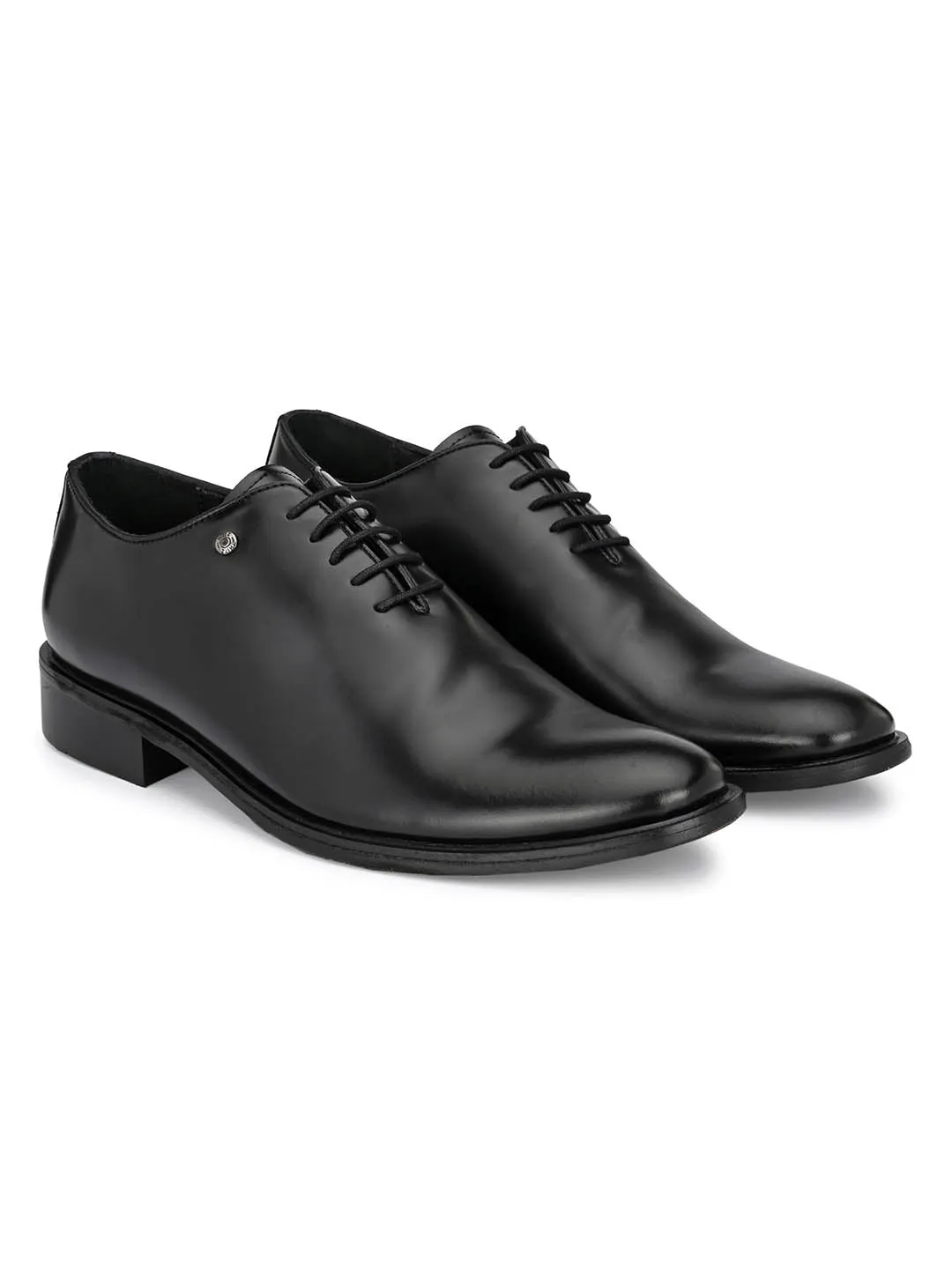 Hitz Men's Black Leather Lace up Formal Shoes