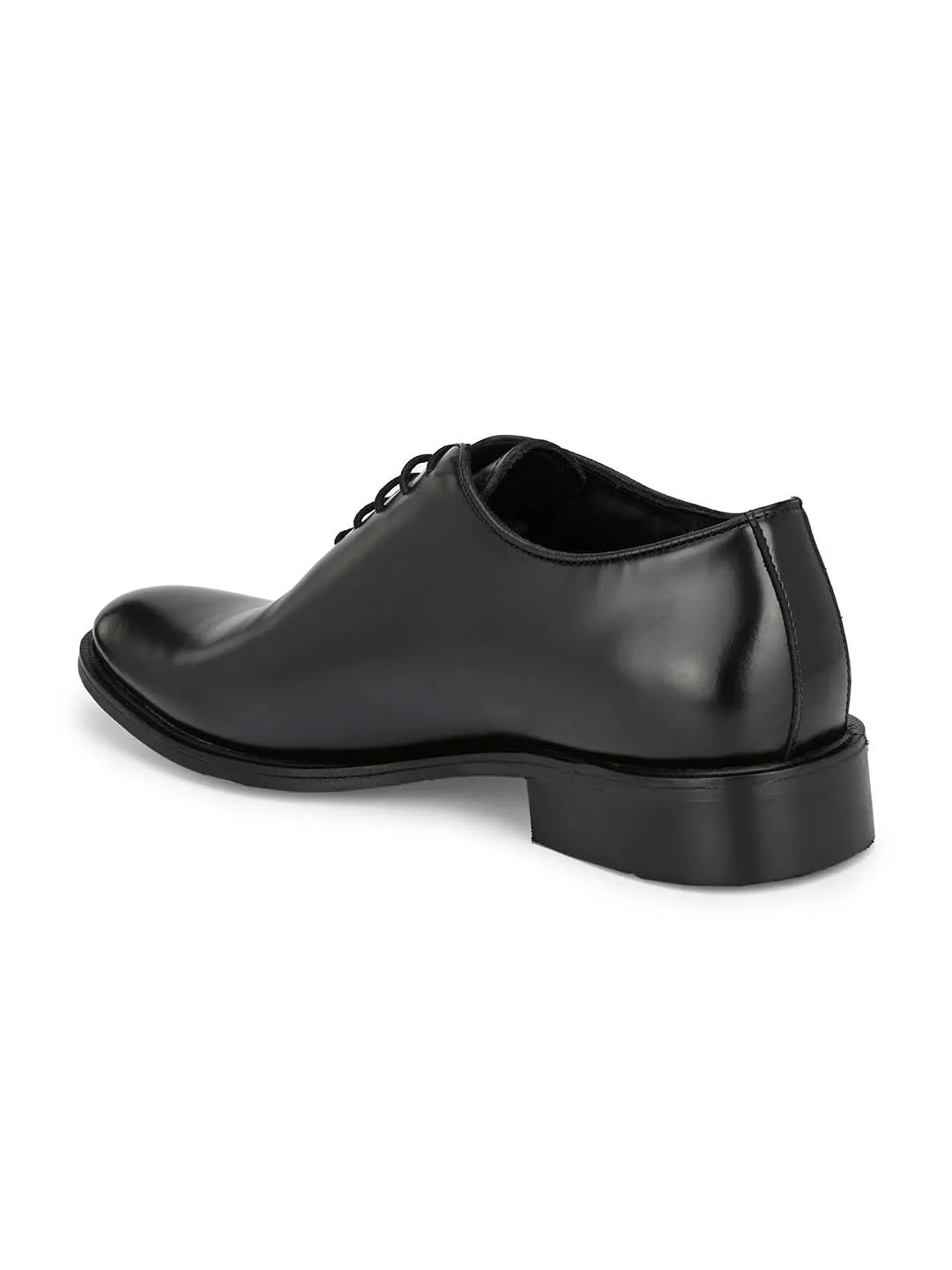 Hitz Men's Black Leather Lace up Formal Shoes