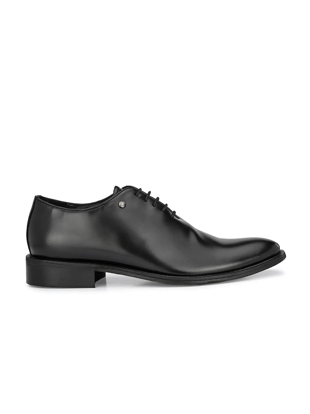 Hitz Men's Black Leather Lace up Formal Shoes