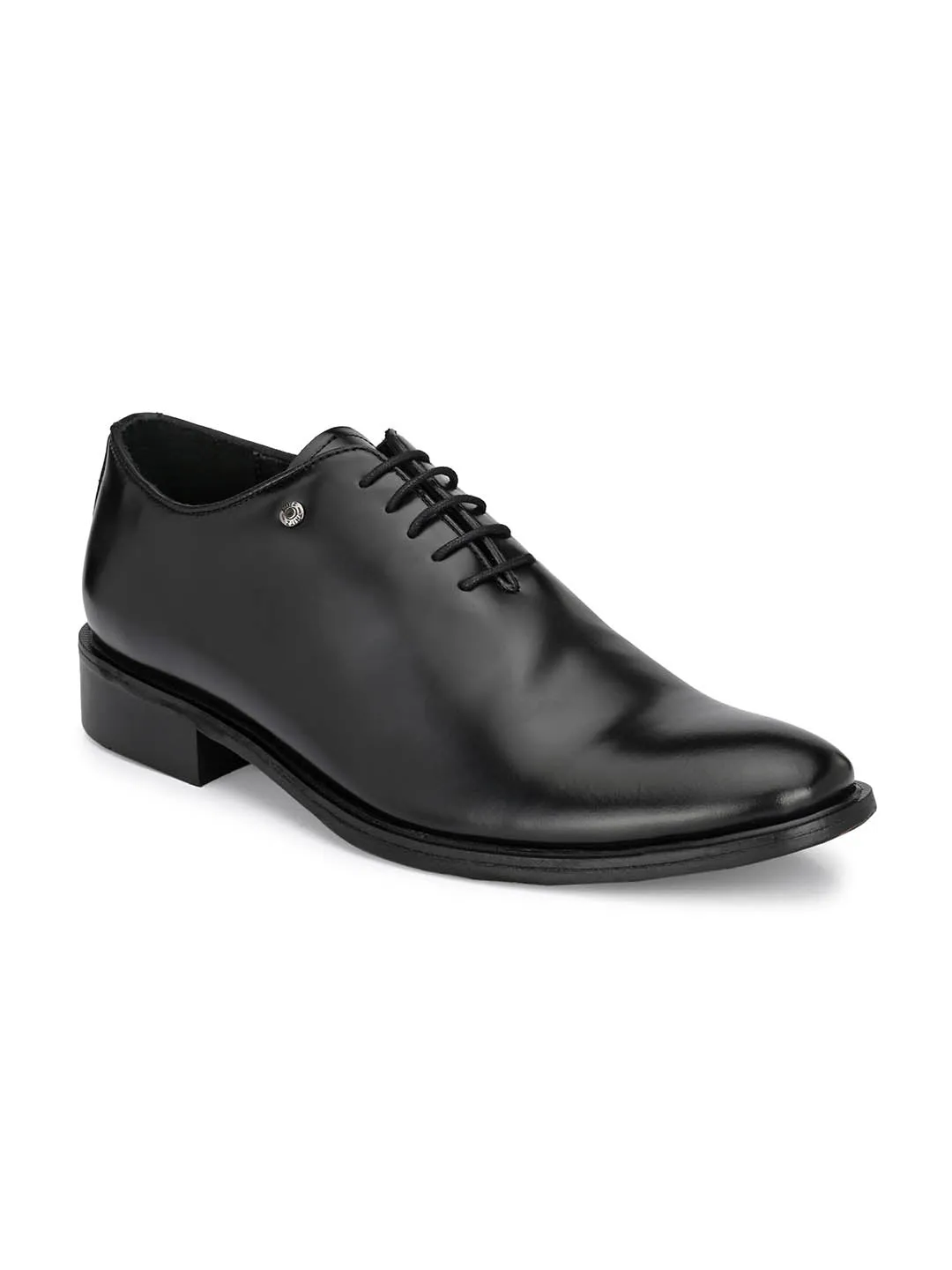 Hitz Men's Black Leather Lace up Formal Shoes