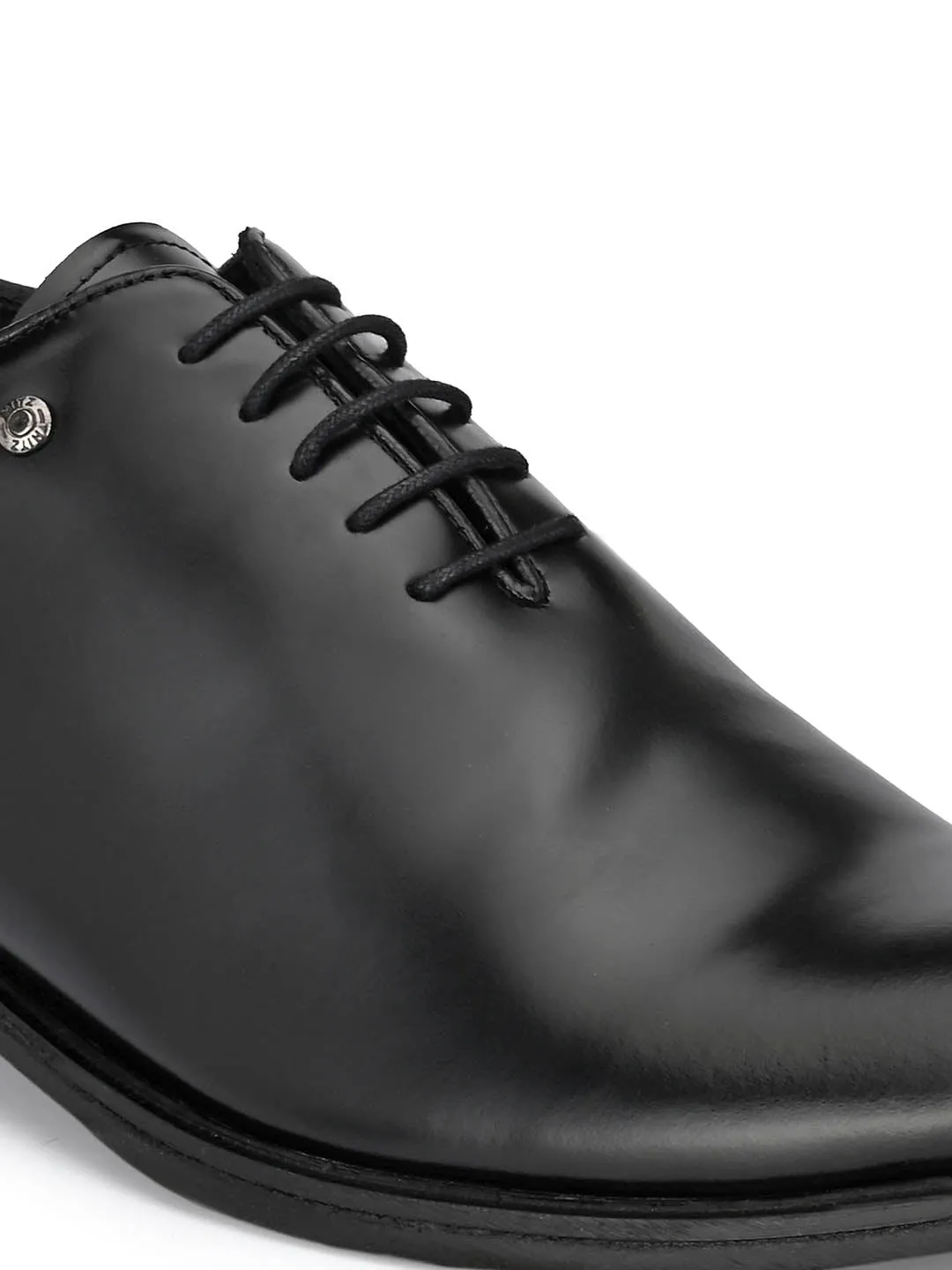 Hitz Men's Black Leather Lace up Formal Shoes