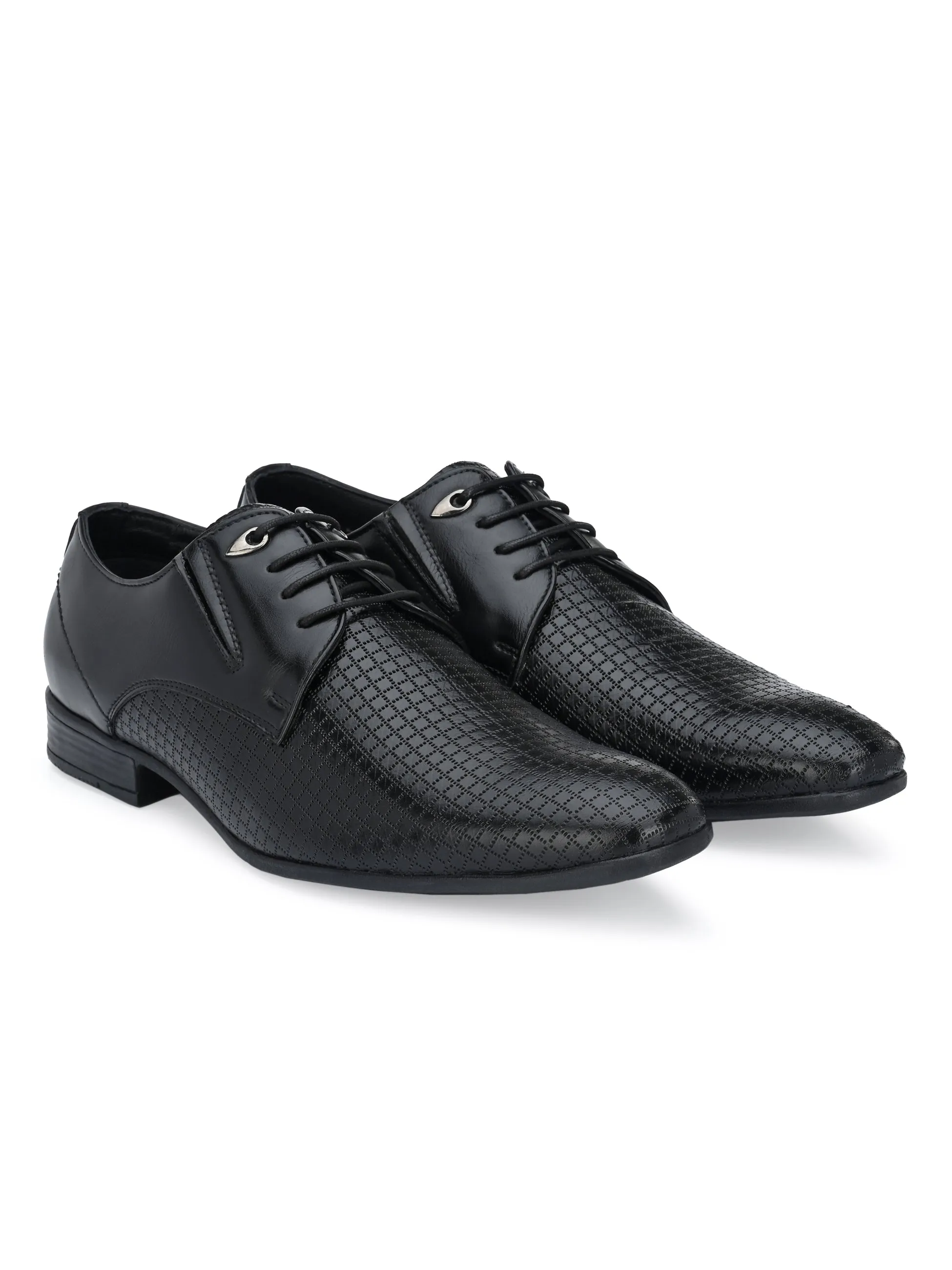 Hitz Men's Black Synthetic Lace-up Formal Shoes