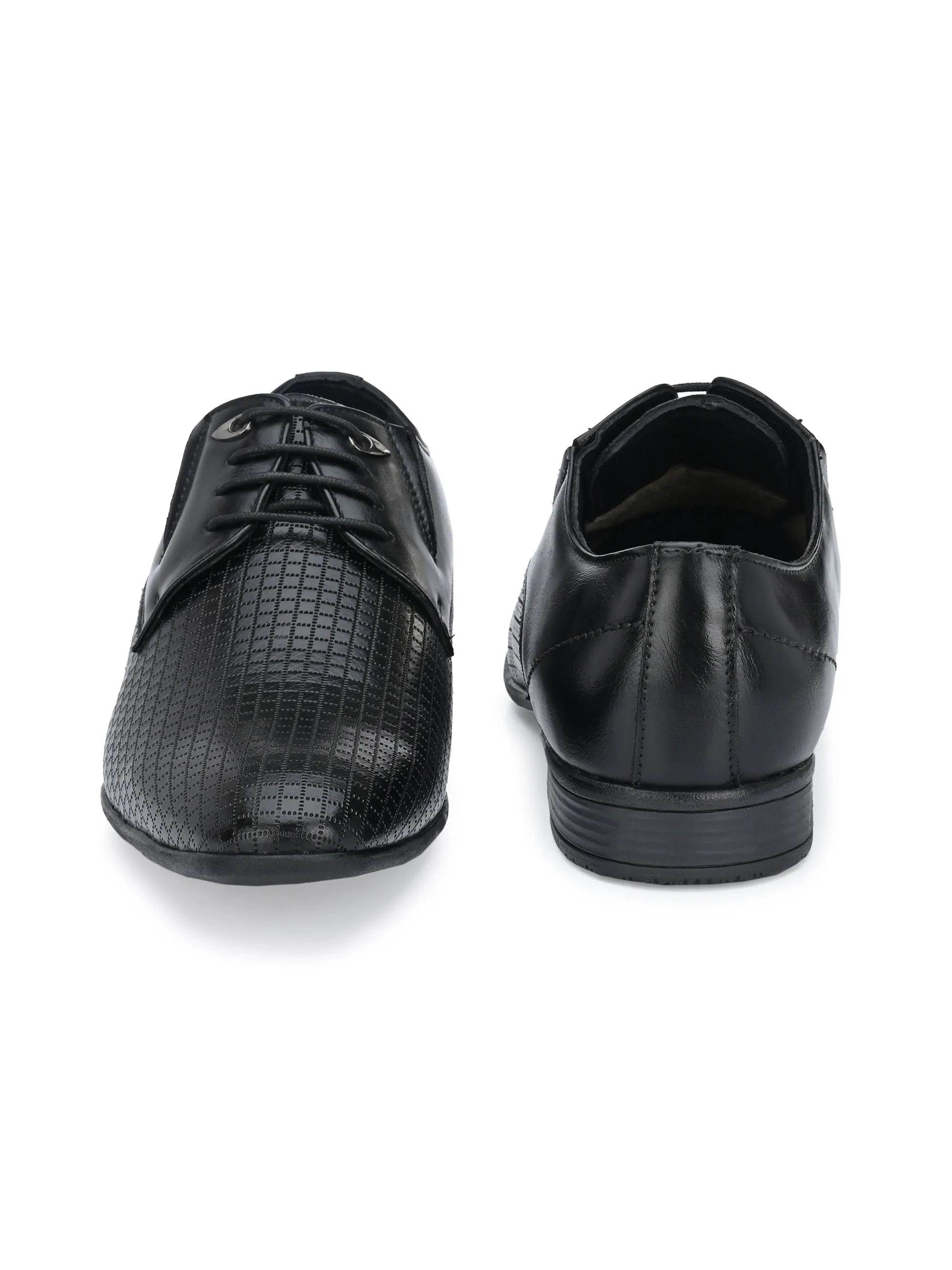 Hitz Men's Black Synthetic Lace-up Formal Shoes