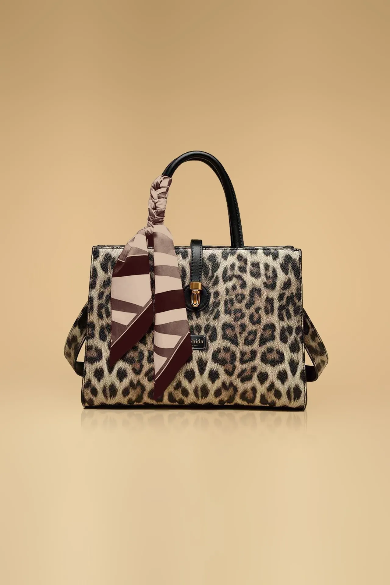 Jaguar Print Sling Bag With Satin Ribbon