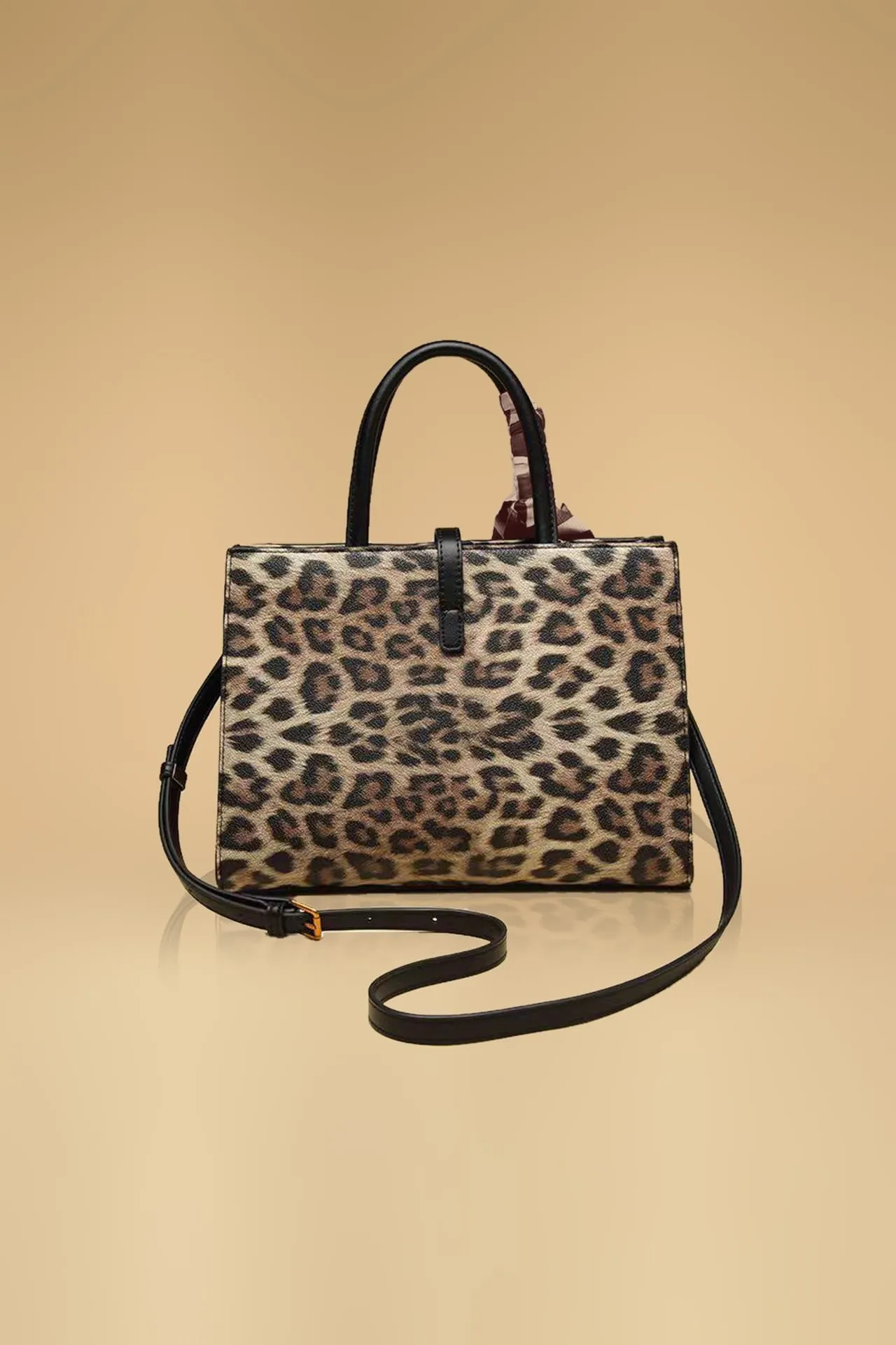 Jaguar Print Sling Bag With Satin Ribbon