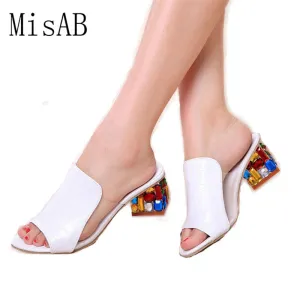 Ladies Summer Slippers Shoes Women high Heels Sandals Fashion Rhinestone