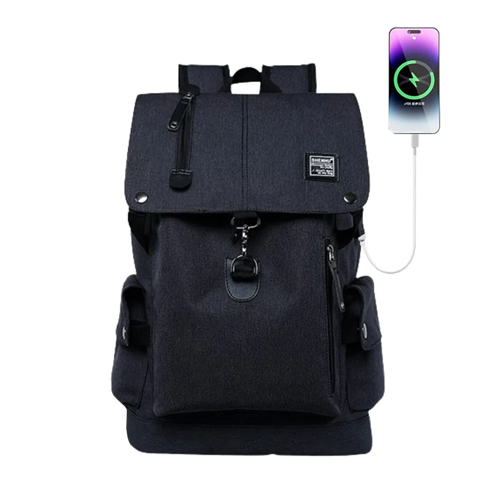 Large Capacity Anti-Theft Laptop Backpack Travel  School Bag with USB Charging Port Black