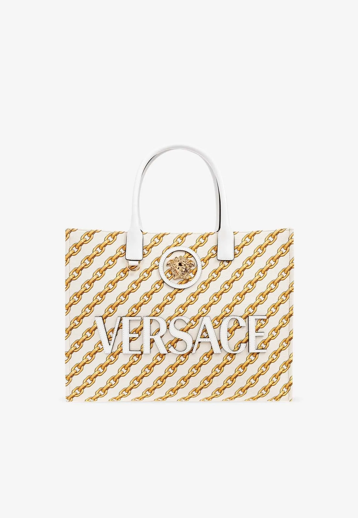 Large La Medusa Chain Stripes Tote Bag