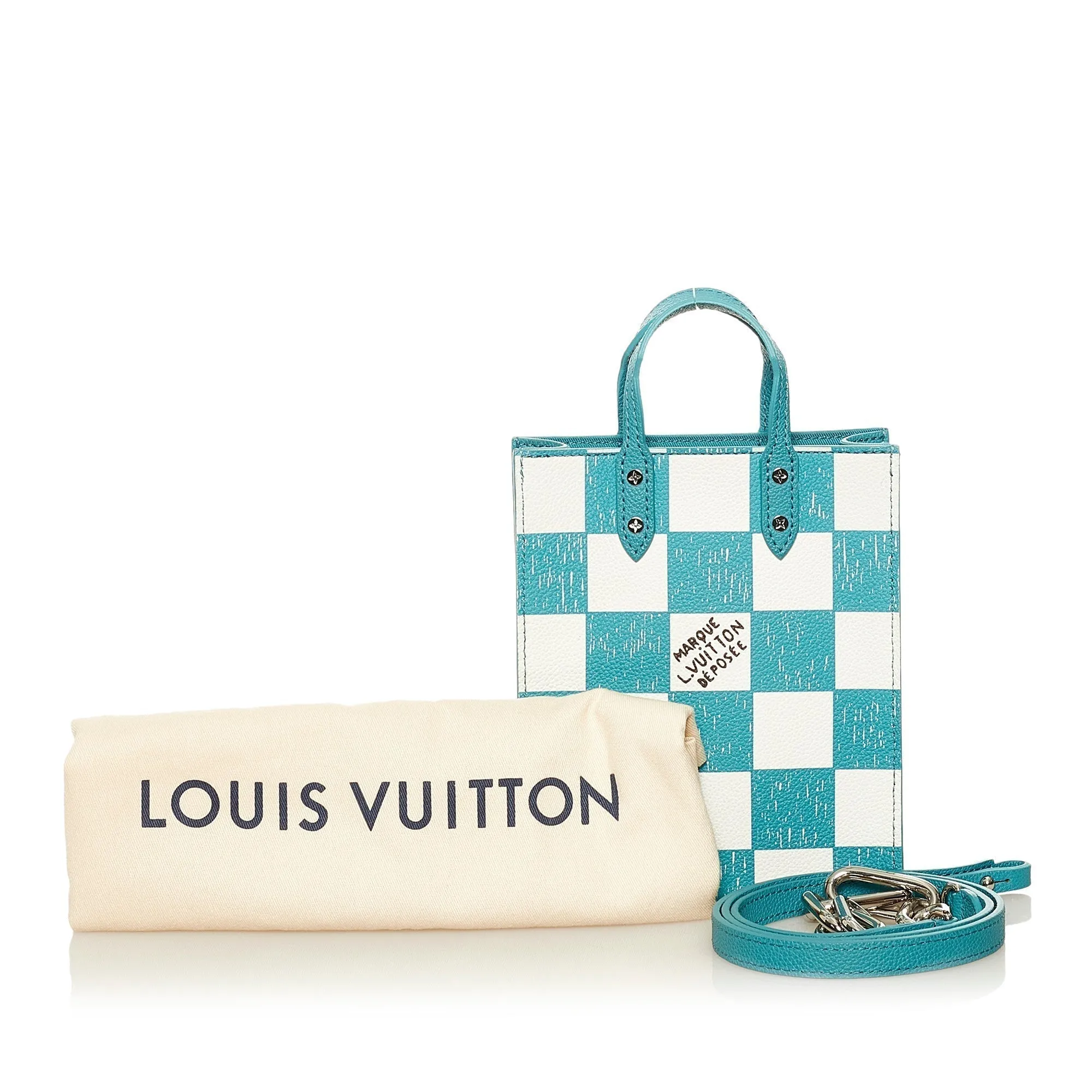 Louis Vuitton Sac Plat XS Blue Checkerboard Damier Leather