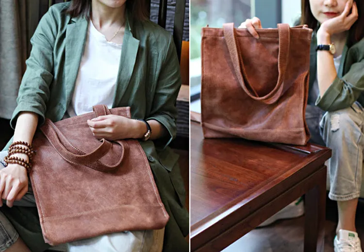 Medium Womens Brown Leather Shoulder Tote Bags Handbags Purse for Women