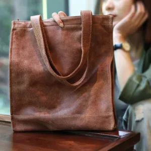 Medium Womens Brown Leather Shoulder Tote Bags Handbags Purse for Women