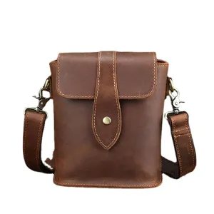 Men Genuine Leather Vintage Business Shoulder Bag Crossbody