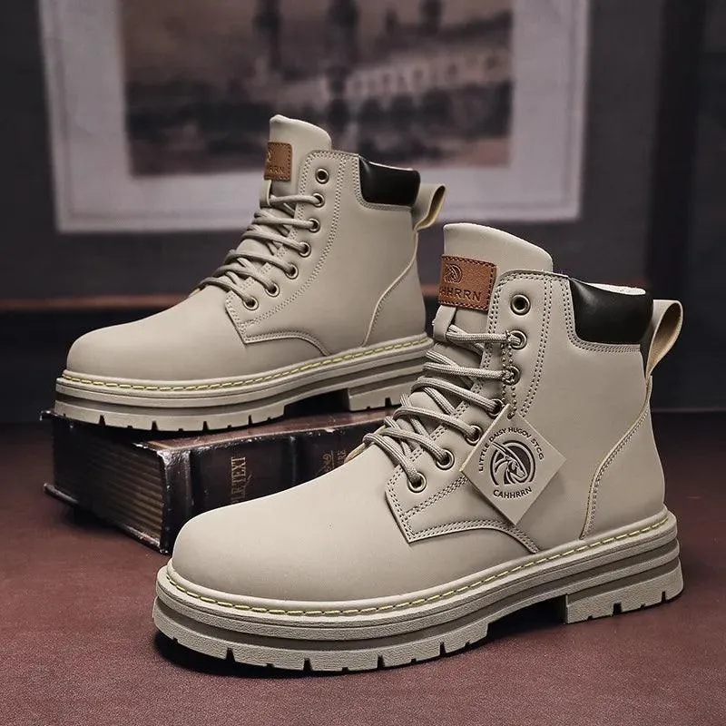 Men's Leather Motorcycle Ankle Military Boots