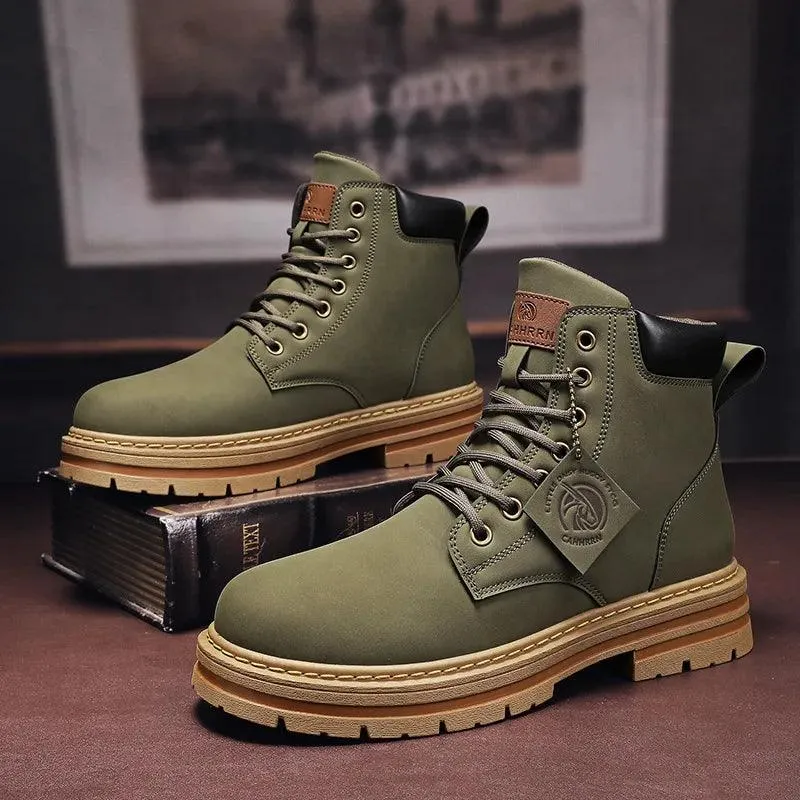 Men's Leather Motorcycle Ankle Military Boots