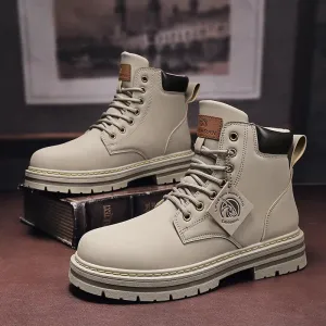 Men's Leather Motorcycle Ankle Military Boots