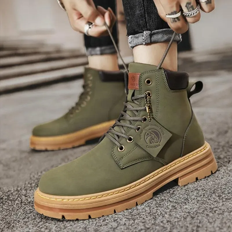 Men's Leather Motorcycle Ankle Military Boots