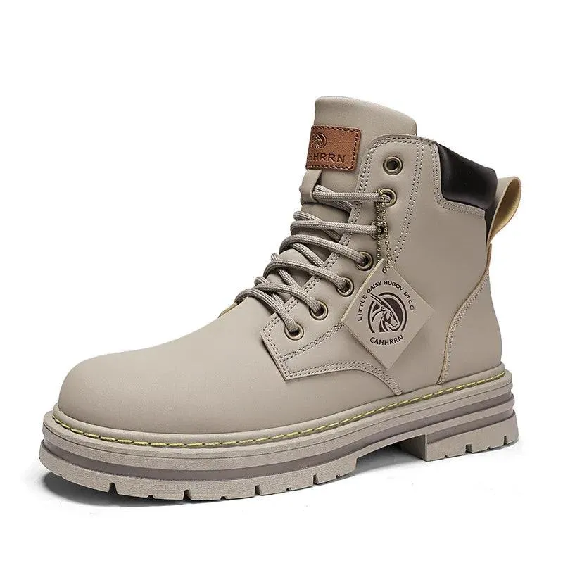 Men's Leather Motorcycle Ankle Military Boots