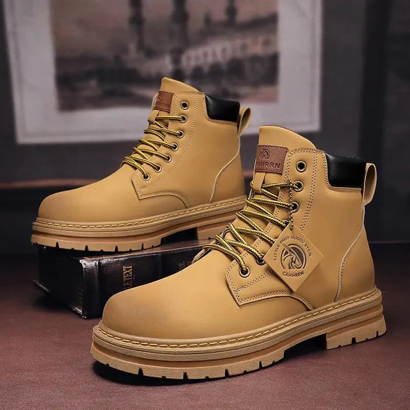 Men's Leather Motorcycle Ankle Military Boots