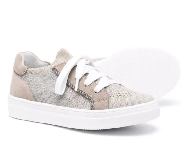 Metallic-threaded lace-up sneakers