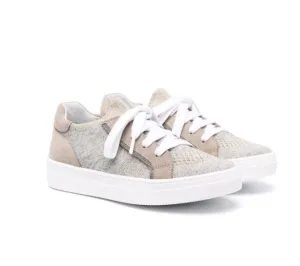 Metallic-threaded lace-up sneakers