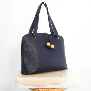 Neo soft navy leather tote
