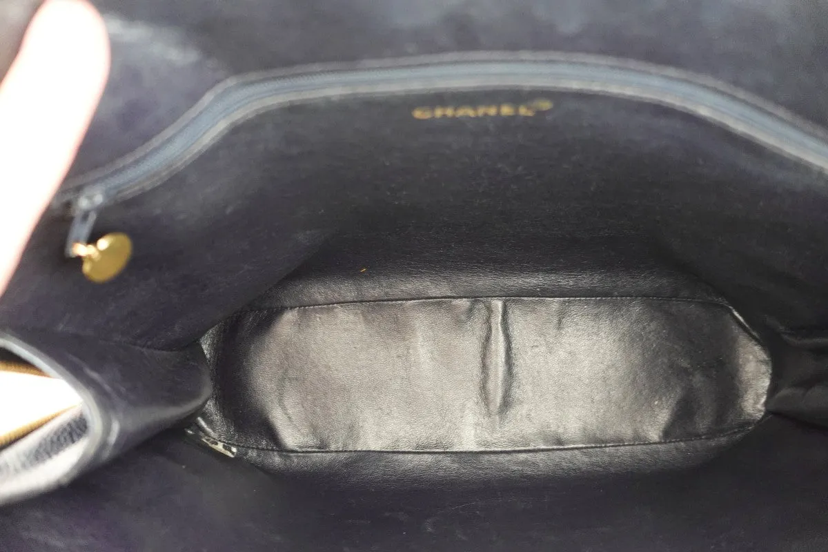 Neo soft navy leather tote