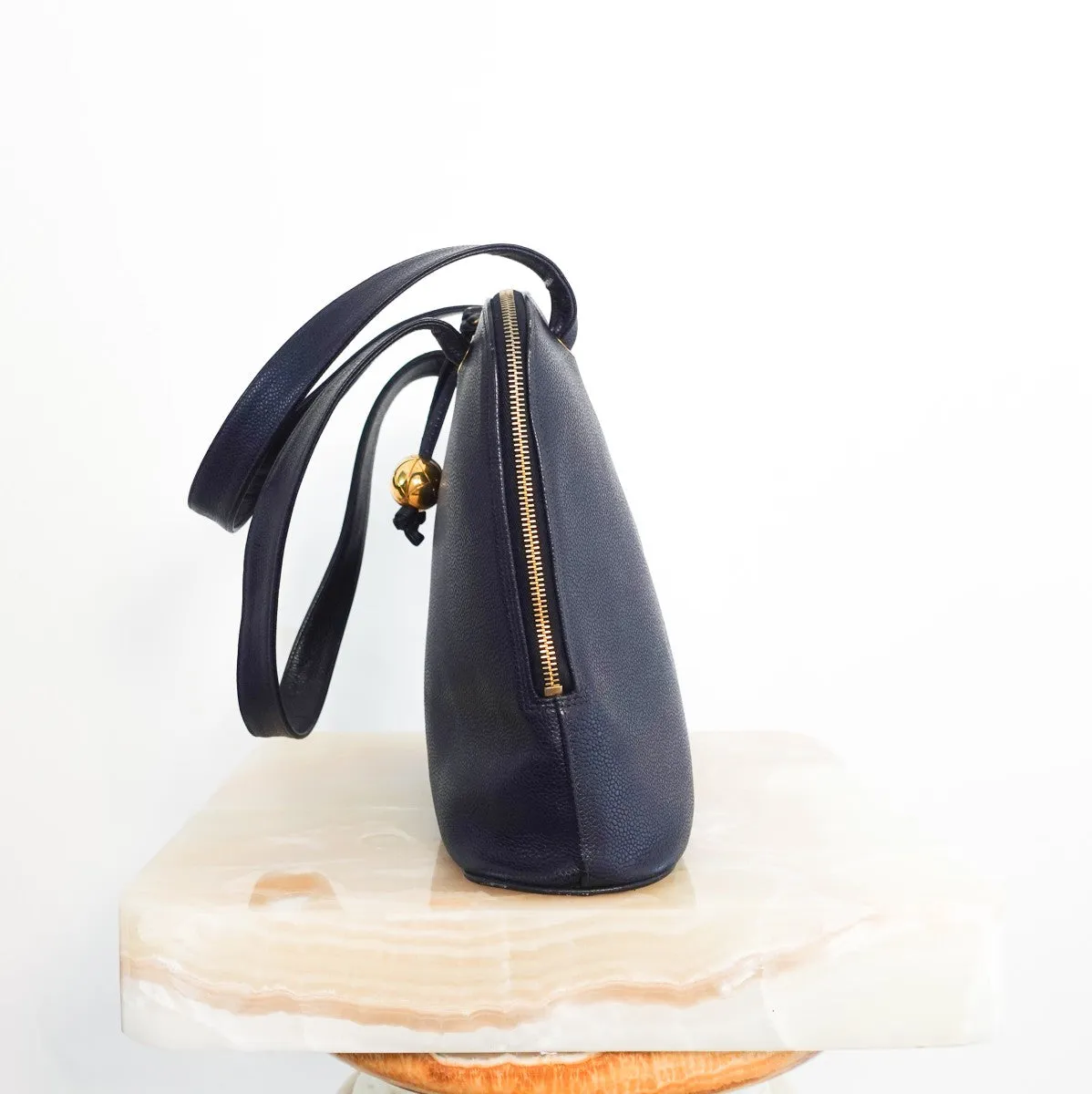Neo soft navy leather tote