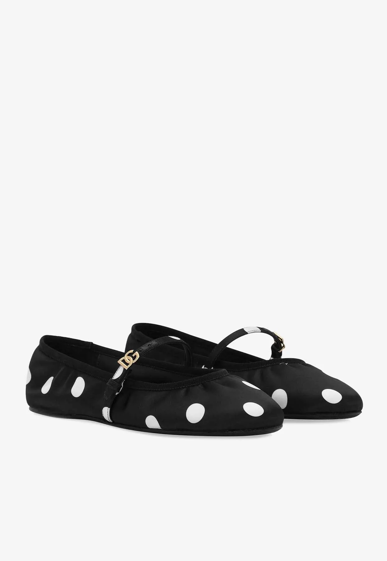Odette Satin Polka Dot Print Ballet Flats