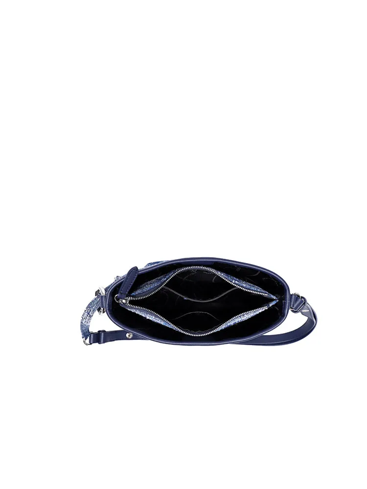 Oil Painting Jacquard with Leather Shoulder Bag