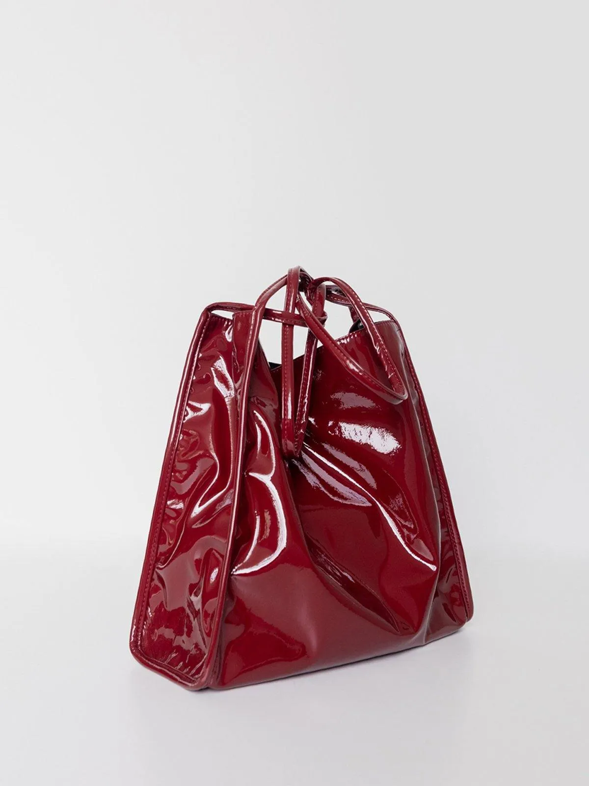 Patent Leather Tote Bag - Red