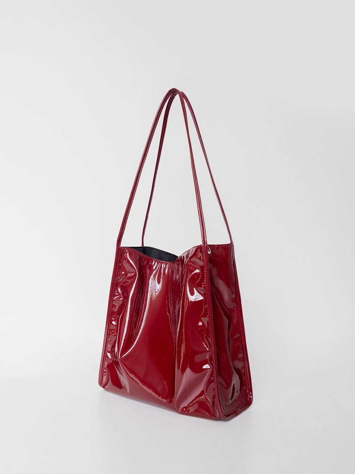 Patent Leather Tote Bag - Red