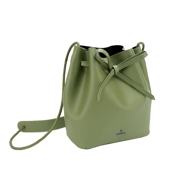 Pink Leather Womens Bucket Bag Crossbody Bags Leather Shoulder Bags