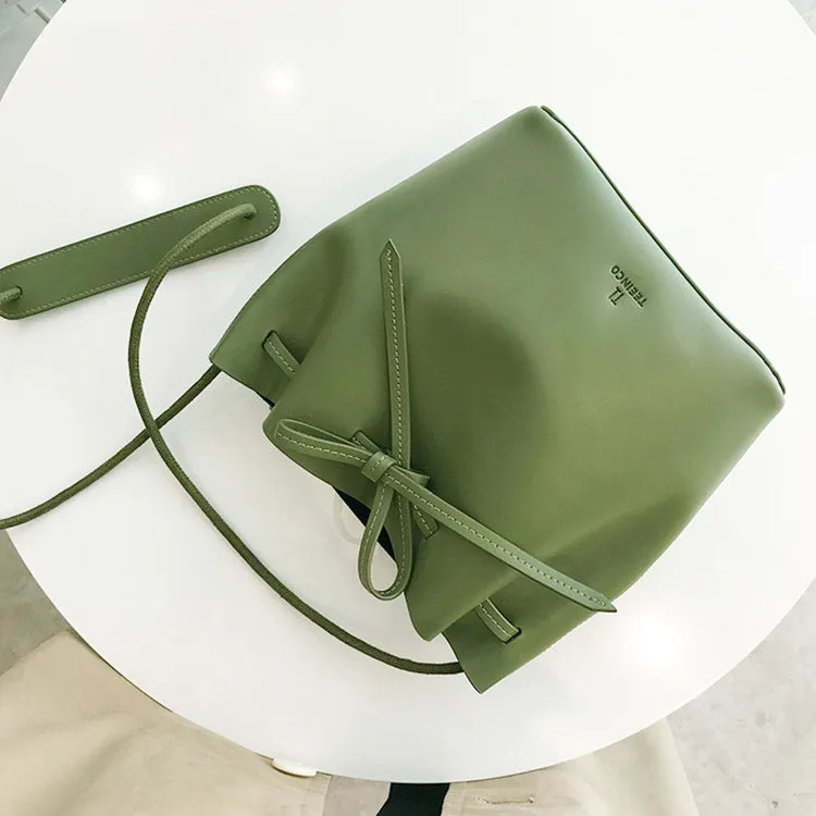 Pink Leather Womens Bucket Bag Crossbody Bags Leather Shoulder Bags