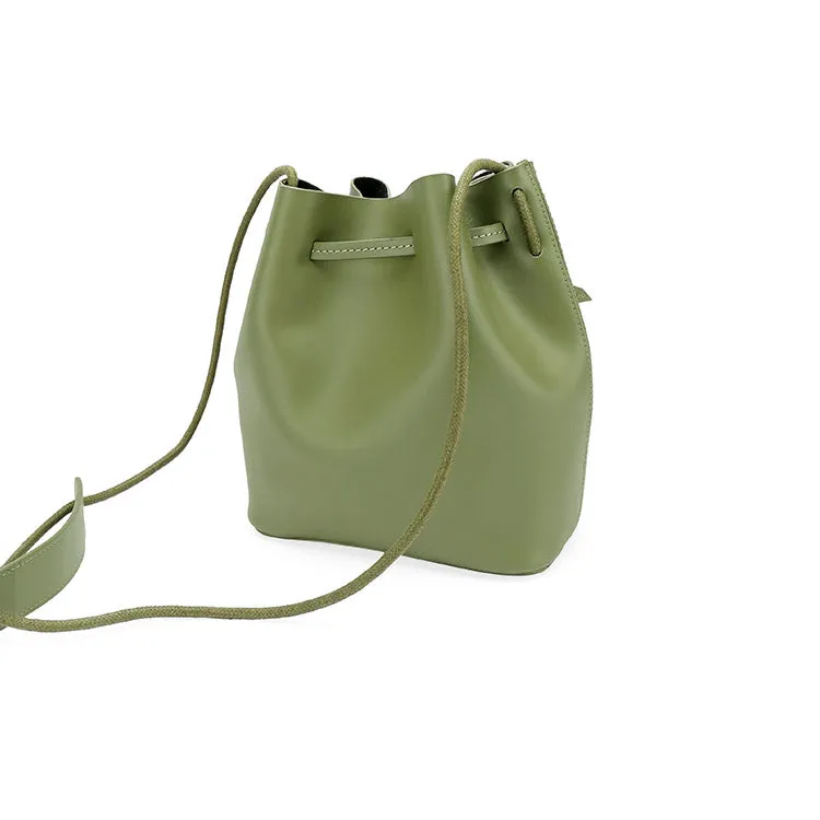 Pink Leather Womens Bucket Bag Crossbody Bags Leather Shoulder Bags
