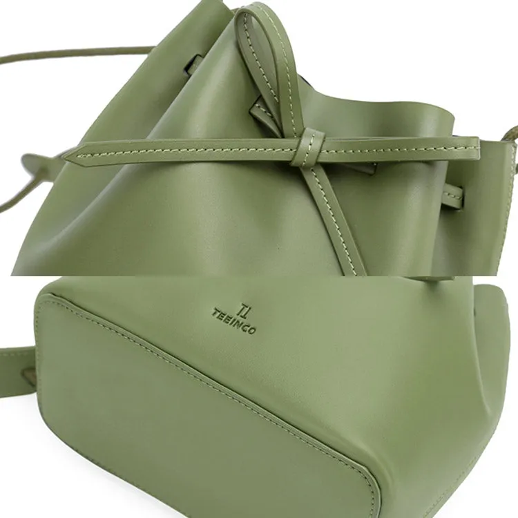 Pink Leather Womens Bucket Bag Crossbody Bags Leather Shoulder Bags
