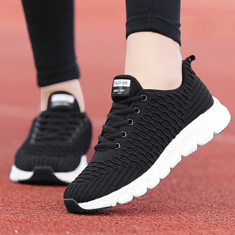 Purpdrank - Women's Sneakers Fashion Breathable Women Shoes Summer Walking Mesh Light Casual Sneaker Lace-Up Platform Female Footwear