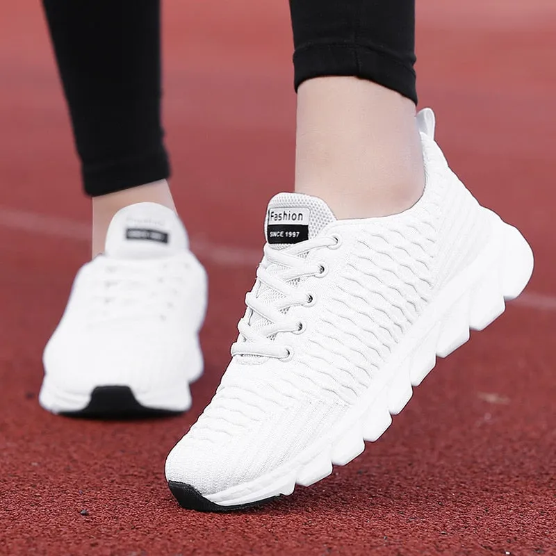 Purpdrank - Women's Sneakers Fashion Breathable Women Shoes Summer Walking Mesh Light Casual Sneaker Lace-Up Platform Female Footwear