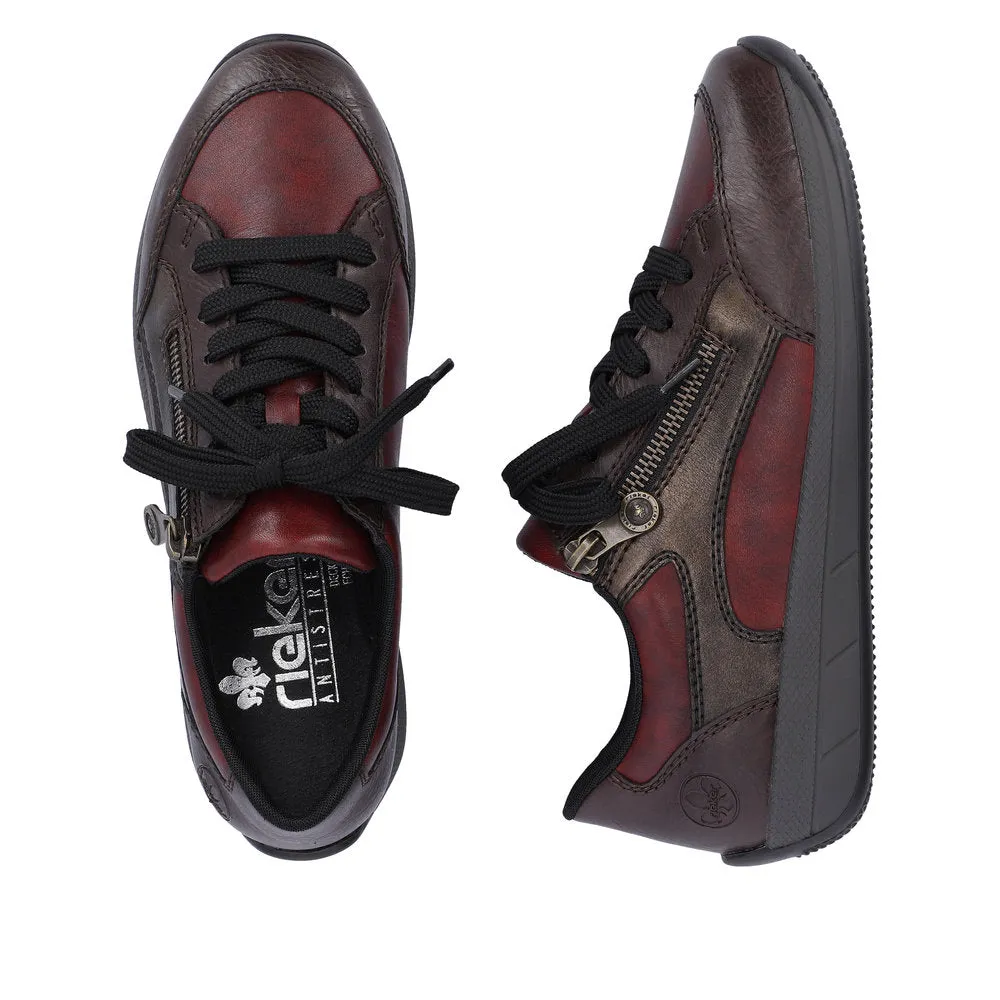 Rieker Ladies Red Combi Lace Up Shoe