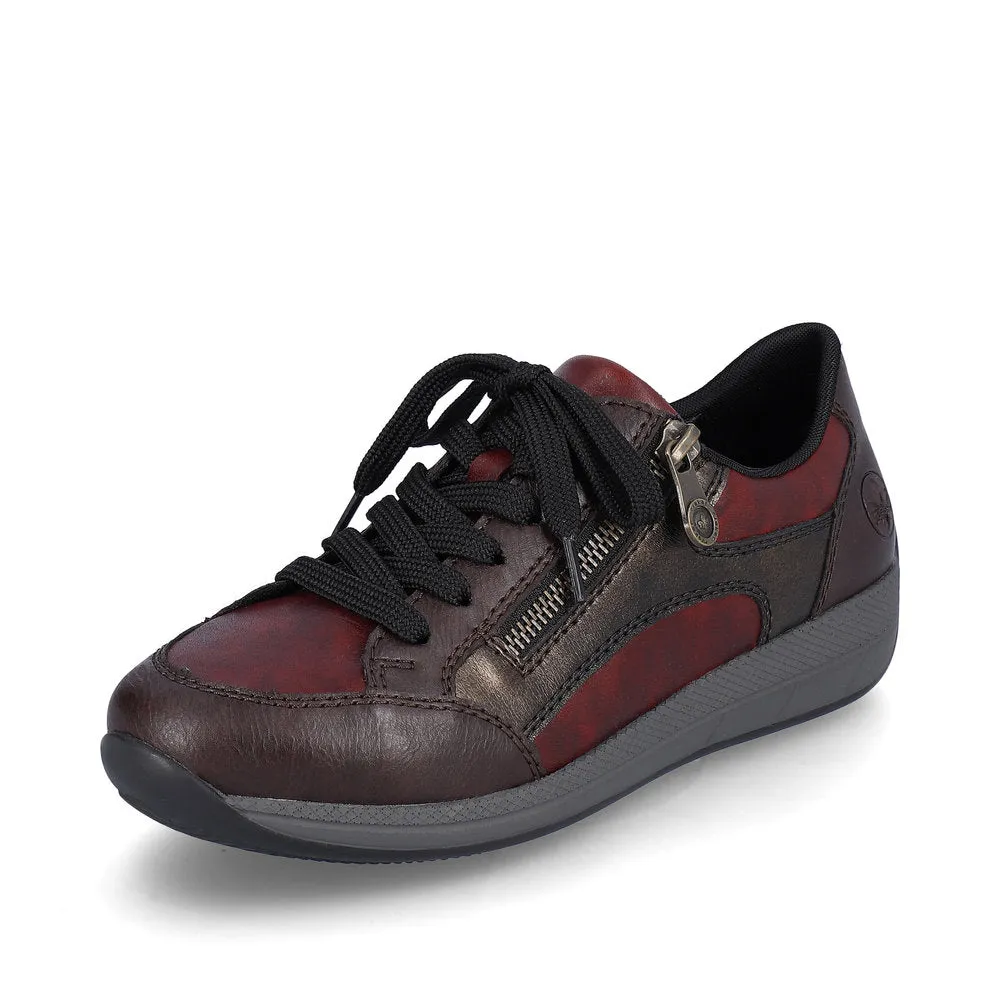 Rieker Ladies Red Combi Lace Up Shoe