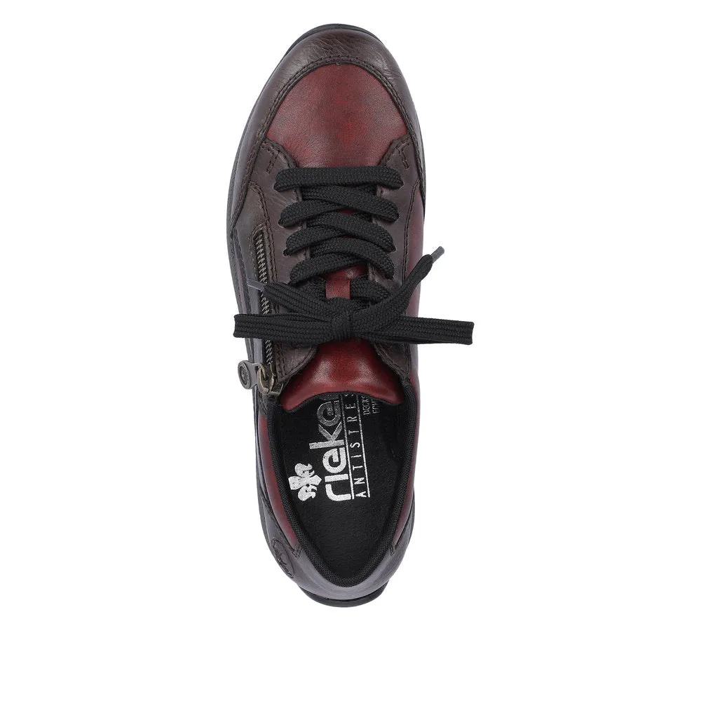 Rieker Ladies Red Combi Lace Up Shoe