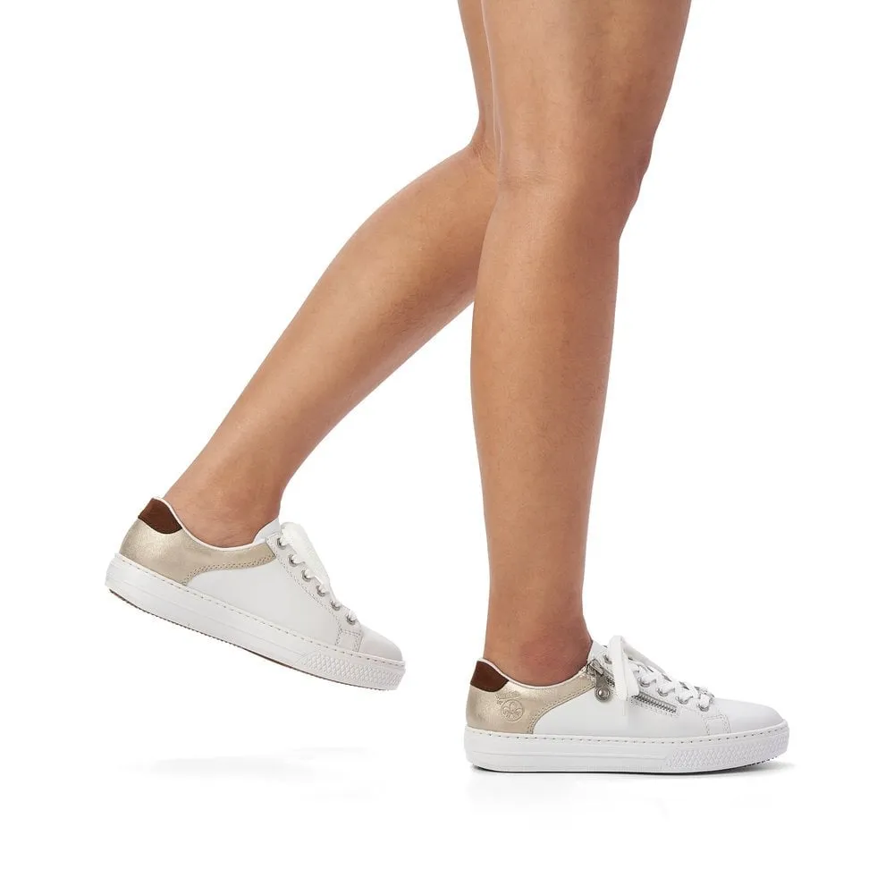 Rieker Ladies Zip Metalic Trim Sneaker