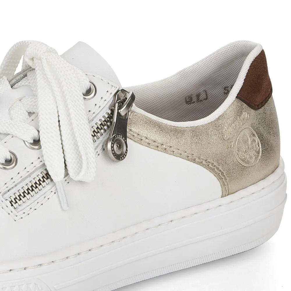 Rieker Ladies Zip Metalic Trim Sneaker