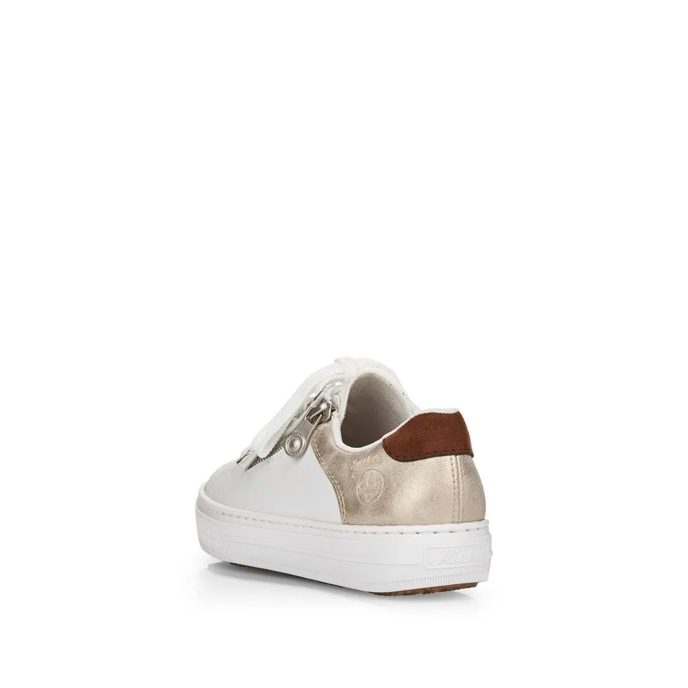 Rieker Ladies Zip Metalic Trim Sneaker
