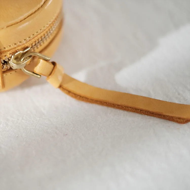Small Womens Chain Leather Circle Wallet Zip Coin Purse Crossbody Bag for Women