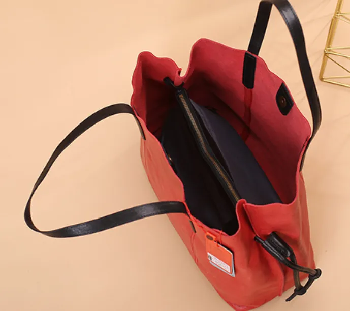 Soft Leather Shopper Horizontal Tote Bags Purses