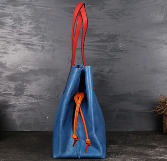 Soft Leather Shopper Horizontal Tote Bags Purses