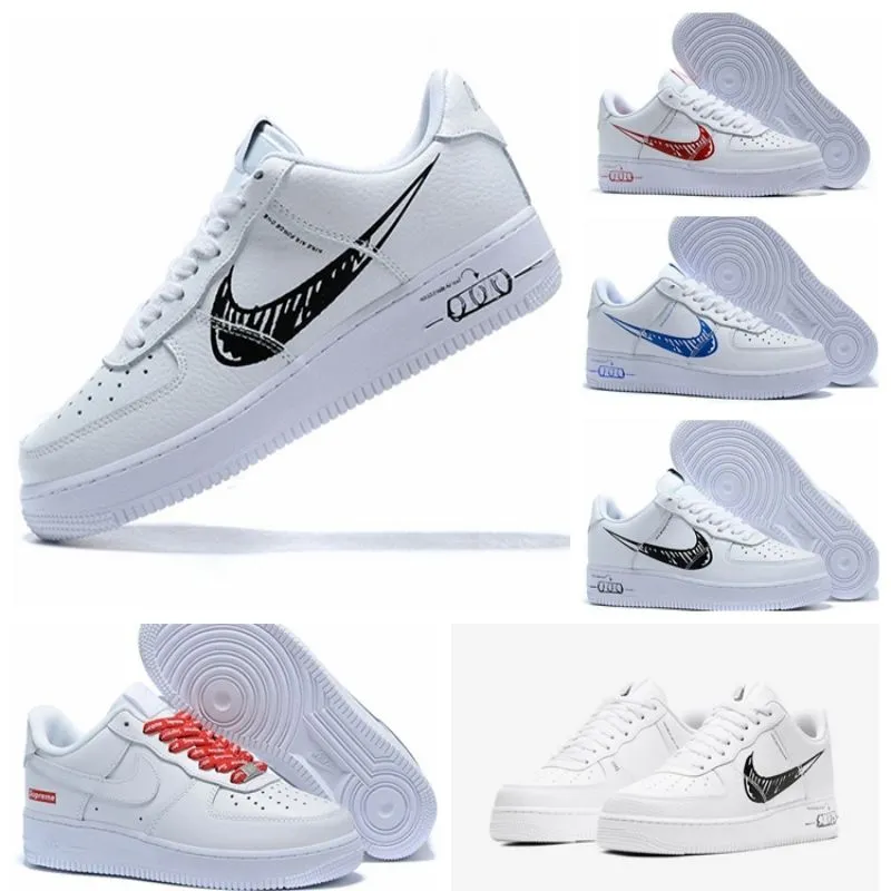 The latest Force 1 Low Sketch white/black style low-top men's and women's skateboarding casual sneakers 36-45