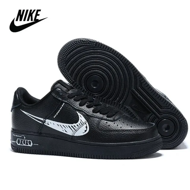 The latest Force 1 Low Sketch white/black style low-top men's and women's skateboarding casual sneakers 36-45