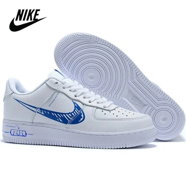 The latest Force 1 Low Sketch white/black style low-top men's and women's skateboarding casual sneakers 36-45